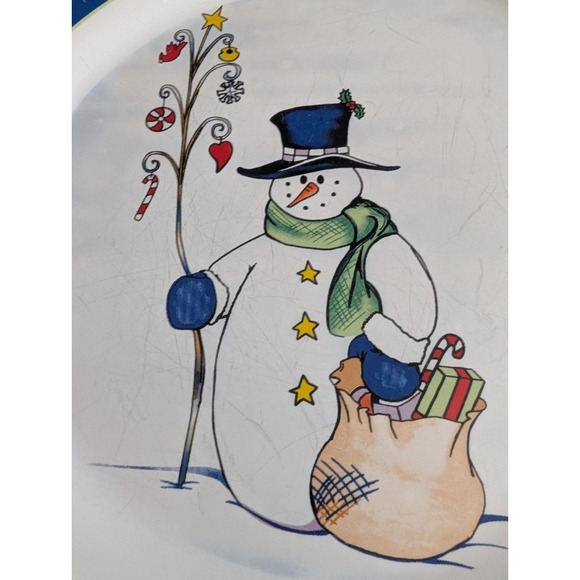 A Cute Snowman Christmas Dinner Plate 10 1/2" - Picture 2 of 10